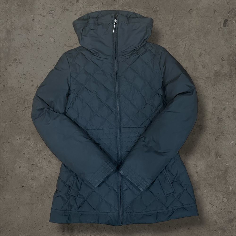 Via Spiga Down Puffer Jacket Coat Women's SMALL Navy Blue Zippers